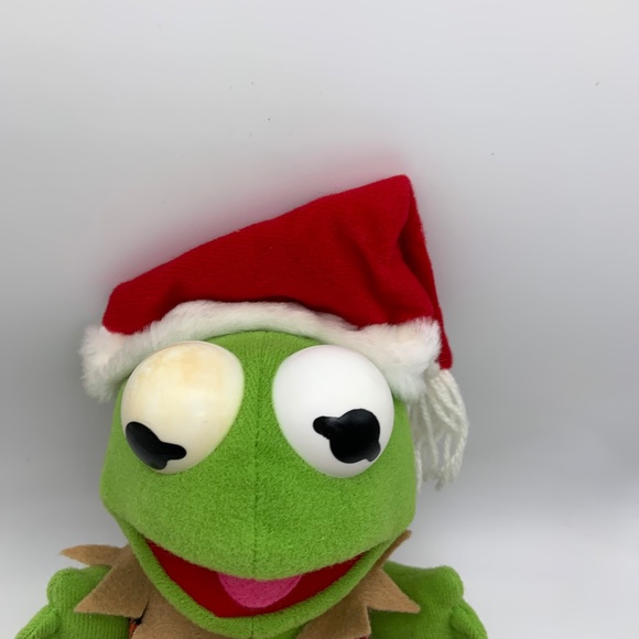 VTG Jim Henson Baby Kermit the Frog Christmas Santa Elf Muppet Plush Doll 1987 - Picture 8 of 14